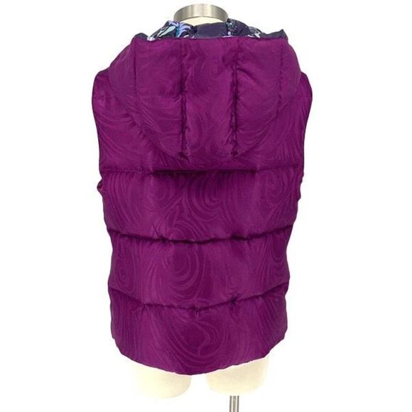 Emilio Pucci 17YC10 Reversible Hooded Puffer Vest Size 8 Fuchsia And Floral Prin - Picture 3 of 12